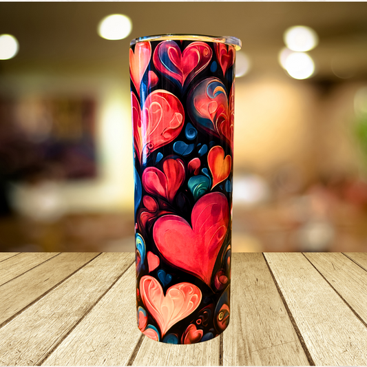 20 oz Colorful Hearts Tumbler – Love in Every Sip!